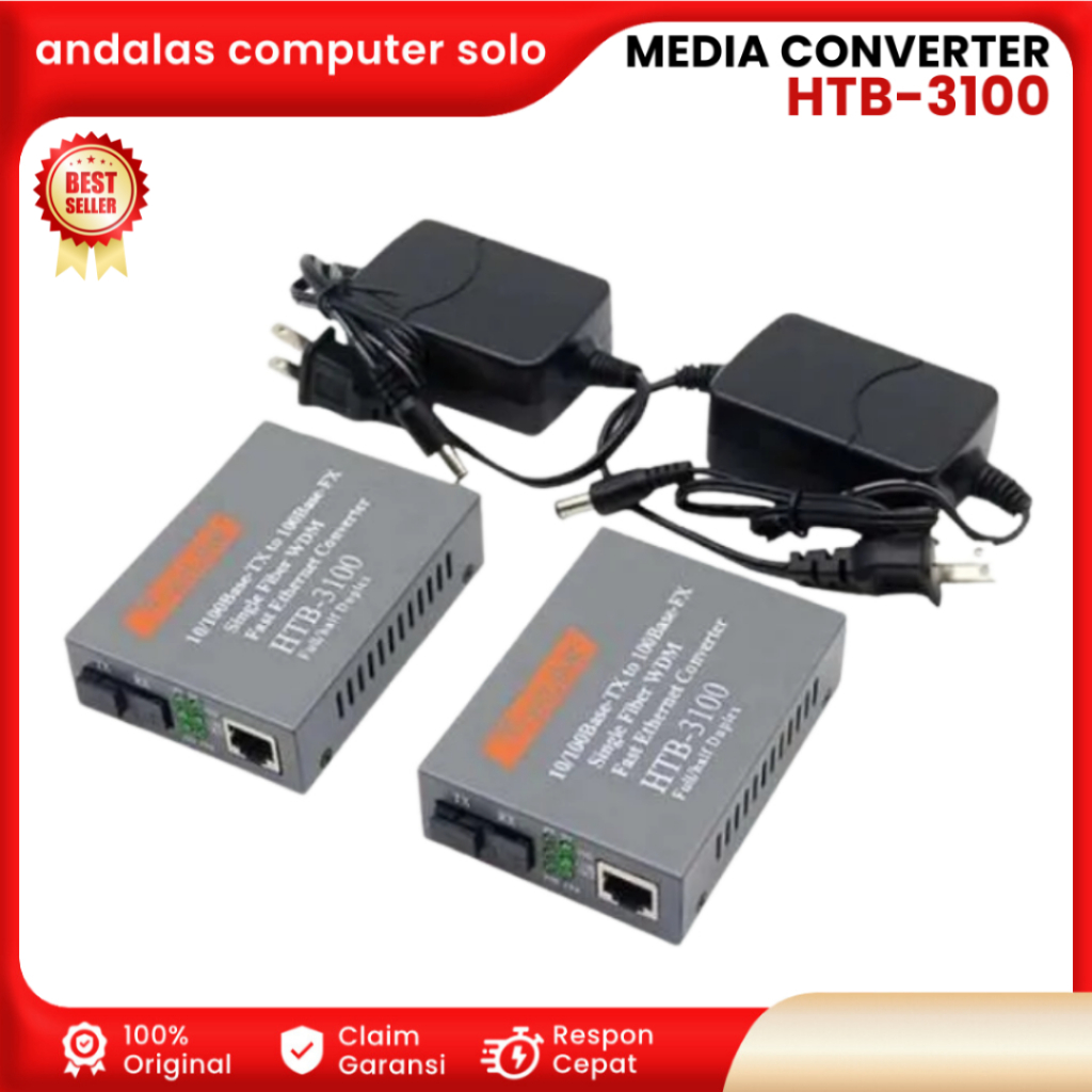 MEDIA CONVERTER FIBER OPTIK HTB NETLINK 10/100 A-B HTB-3100 MEDIA CONVERTER HTB