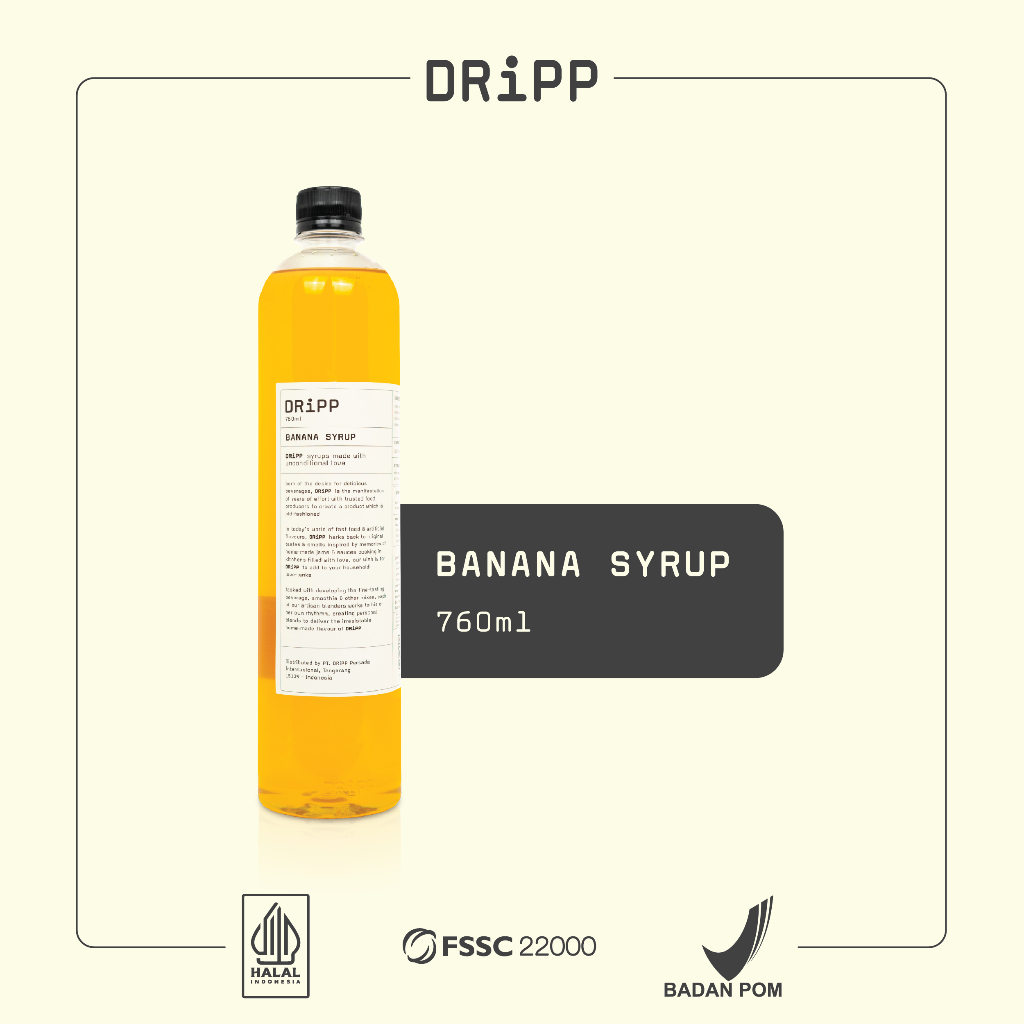 

DRiPP Banana Syrup - Perasa Minuman Berbentuk Sirup Pisang Untuk HORECA