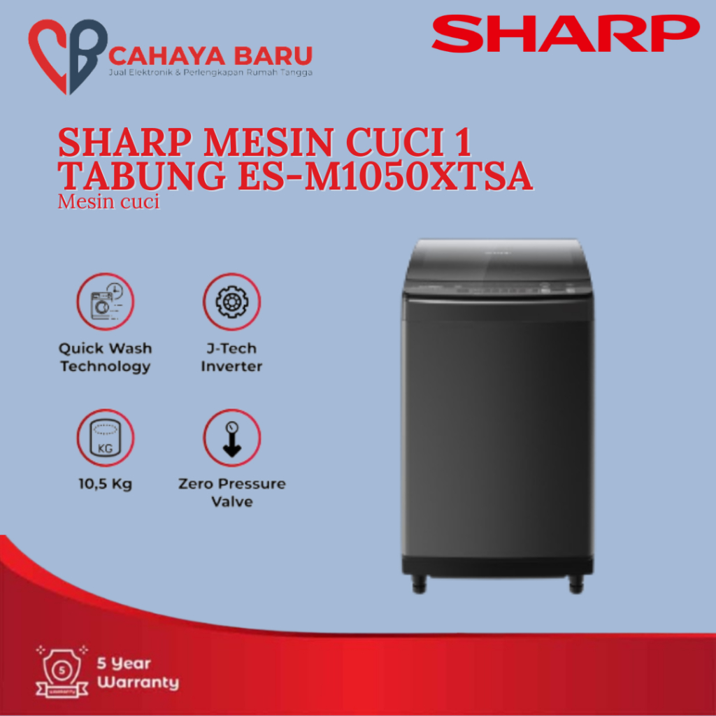 SHARP MESIN CUCI 1 TABUNG ES-M1050XTSA