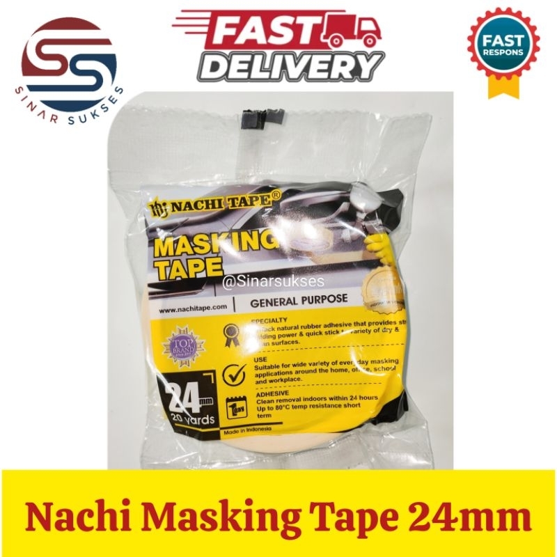 

Nachi Masking Tape 24mm/Nachi Tape/Nachi Solasi/Nachi 24mm x 20 yard/ lakban Kertas 1 inch