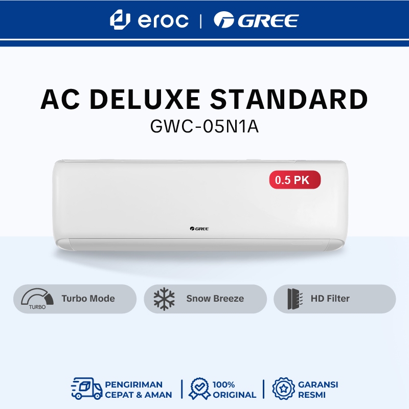 GREE AC DELUXE STANDARD N1A - 1PK - GWC-09N1A - KOMPRESSOR BLACK DIAMOND FIN - (Indoor-Outdoor)