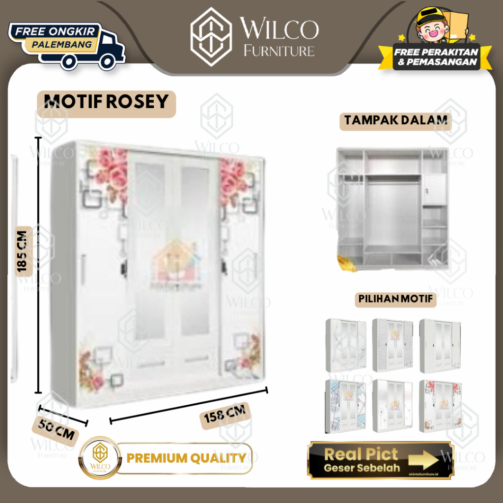 Lemari Pakaian 4 Pintu Besi Jumbo Sliding | Lemari Baju Sliding Murah 4 Pintu Jumbo Besi | Lemari Mu