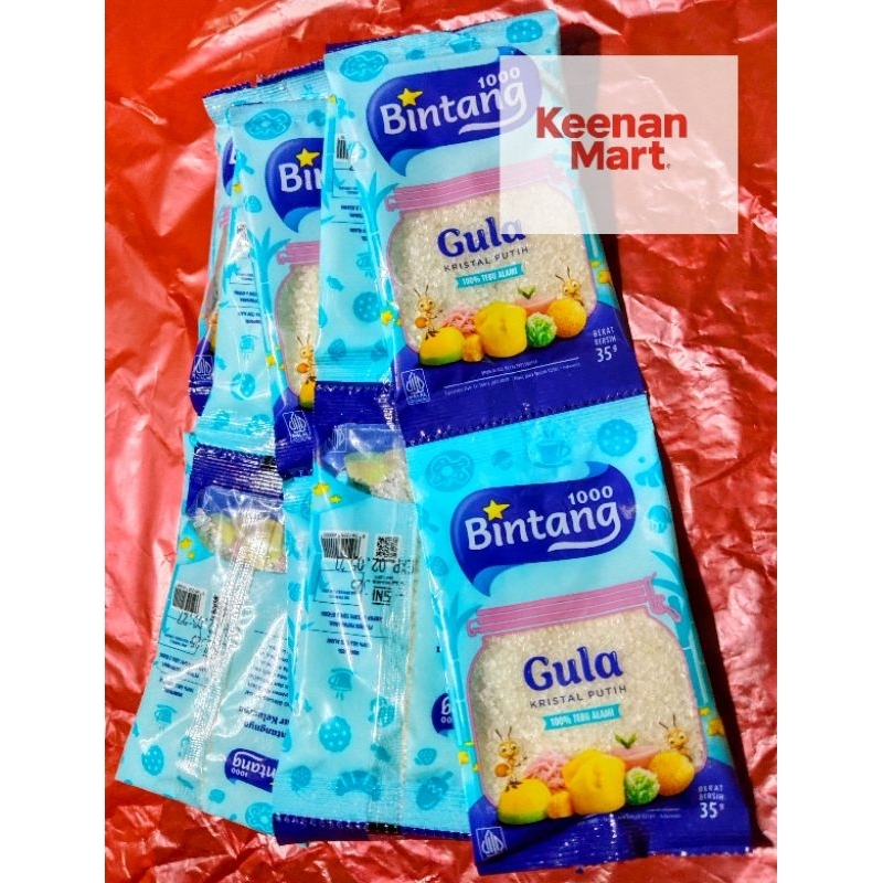 

Gula Pasir Kristal Putih 1000 Bintang 1 Renceng (10 Sachet x 35g) | Gula Tebu Alami Praktis