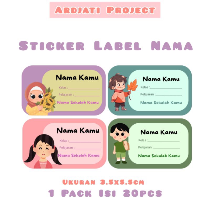 

Sticker Label Nama Custom Lucu Ukuran 3,5x5,5 isi 20 Pcs