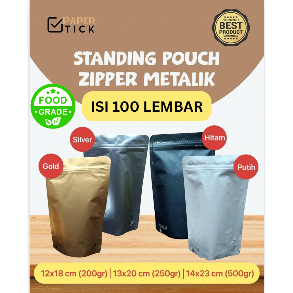 (ISI 100) Standing Pouch Standing Pouch 12X18CM (200GR) 13X20CM (250GR) 14X23 (500GR) CM STANDING PO