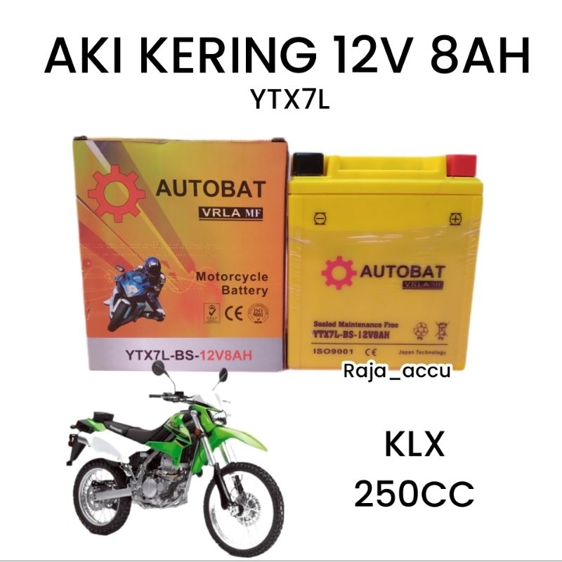 AKI MOTOR KLX 250, KLX 250CC, AKI KERING AUTOBAT YTX7L 12V 8AH