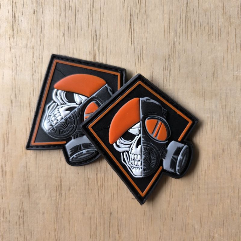 patch rubber logo tengkorak baret orange kopasgat tempelan emblem aksesoris karet