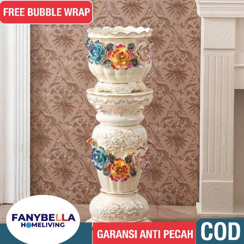 Pajangan Mewah Pilar Keramik Guci Capodimonte Itali