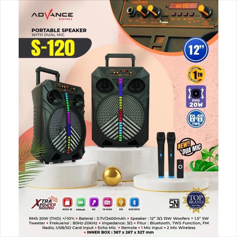 Advance S-120 speaker bluetooth (free 2 mic)
