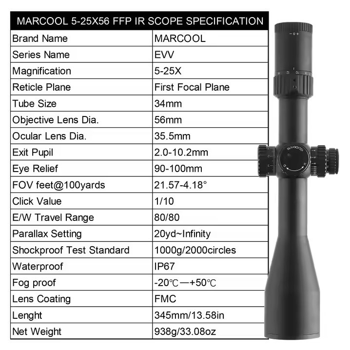 TELESKOP MARCOOL EVOLVER 5-25x56 SFIR FFP OD 34 ZERO STOP