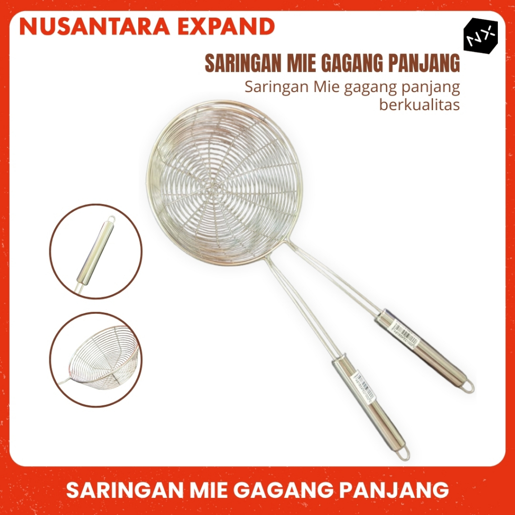 Saringan Serok Tirisan Mie Gagang Panjang Stainless Steel