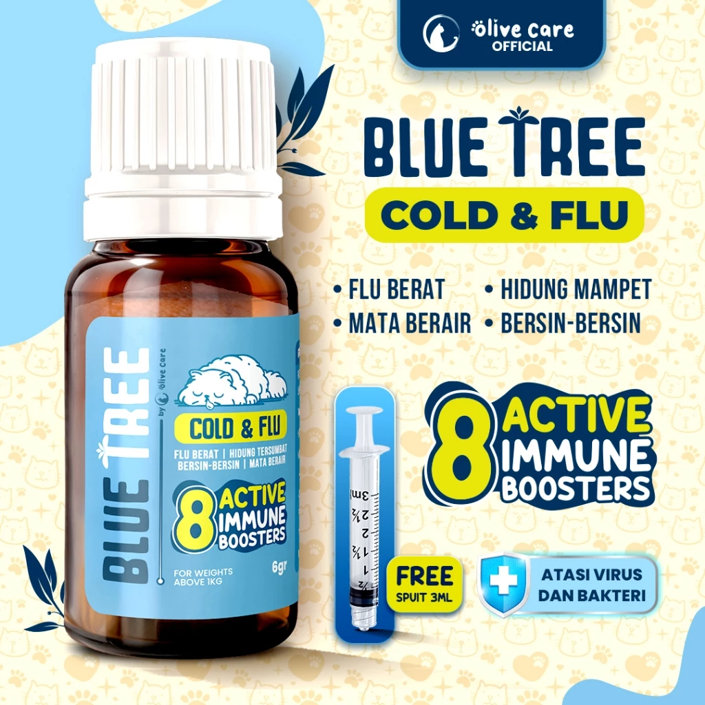 OLIVE CARE BLUE TREE COLD & FLU OBAT FLU KUCING