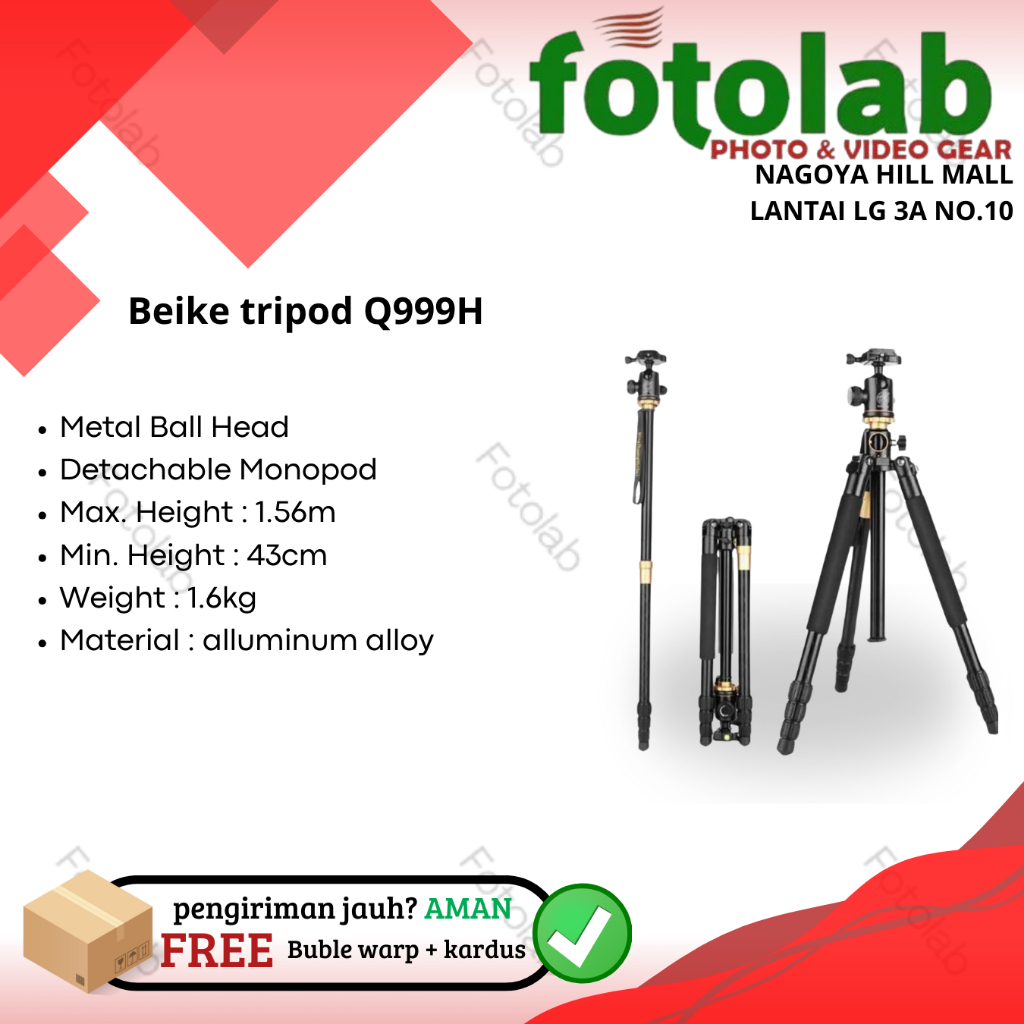 Beike Q298H Tripod Flatlay Horizontal With Ballhead Beike Q298 H RESMI