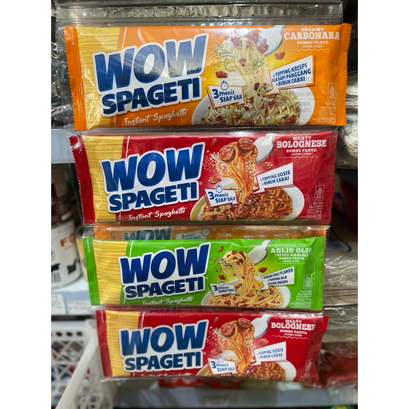 

WOW SPAGETI INSTANT SPAGHETTI 88 GRAM. 100% BARU BERSEGERL ORI