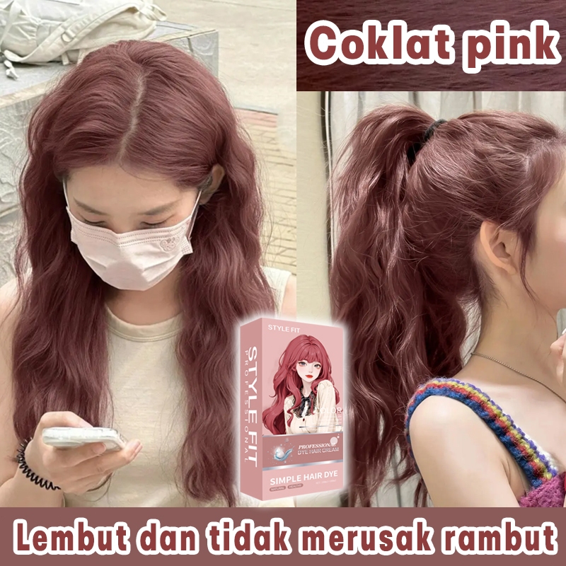 [Pengiriman Cepat]STYLE FIT Hair Color Coklat pink,Tanpa bleach,mencerahkan kulit,Warna populer,warn