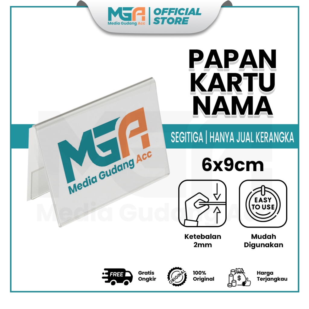 

Papan Kartu Nama Akrilik 6x9cm 2mm / Stand Card Name / Kartu Bisnis Name Tag Meja Kantor