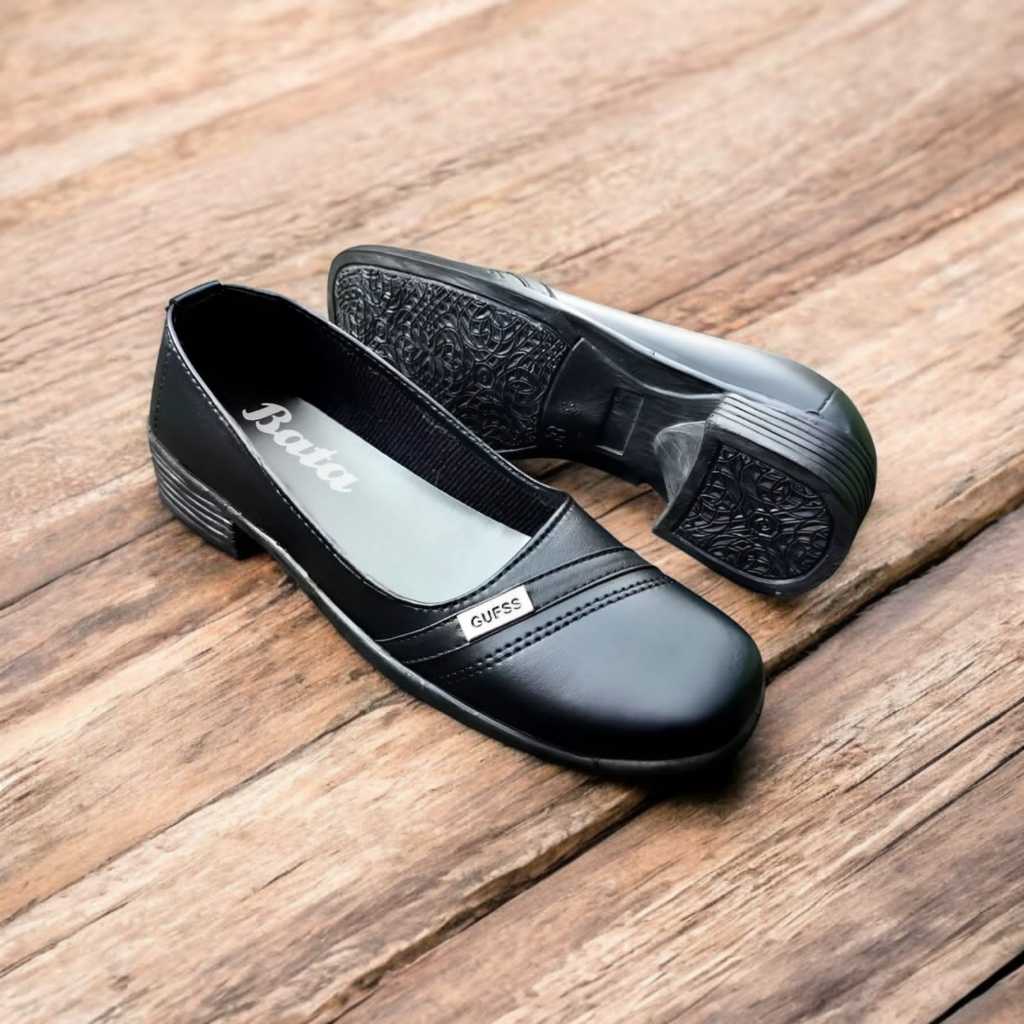 BATA - Sepatu Paskibraka Wanita Kulit Asli Original Sepatu Wanita Sekolah Kerja Hitam Formal