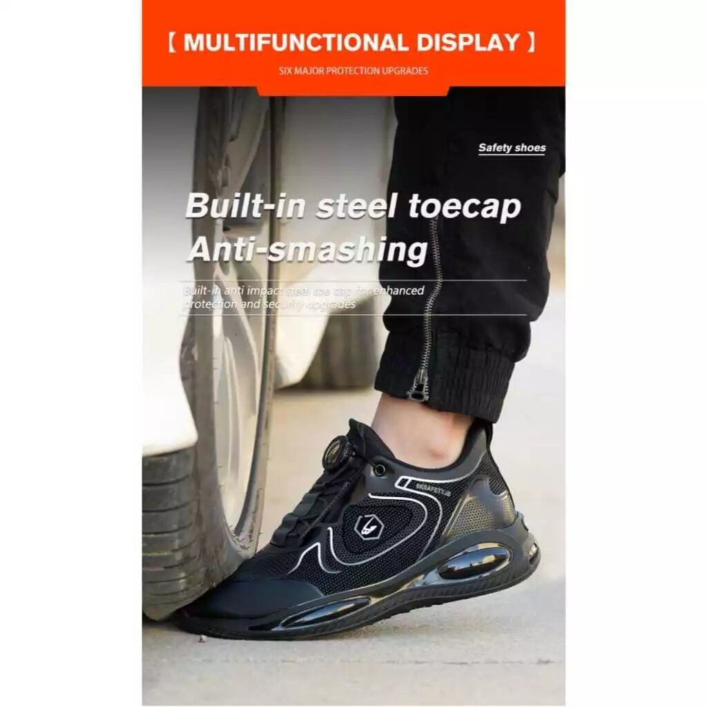 New // Sepatu Safety Sport Sneakers Safety Ujung Besi Waterproof Hitam 9220 // 100% Original
