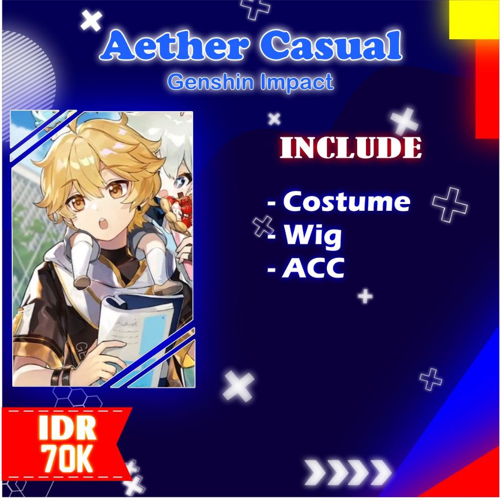 [ RENTAL ] Aether Casual Cosplay Kostum Sewa Genshin Impact size L Fullset