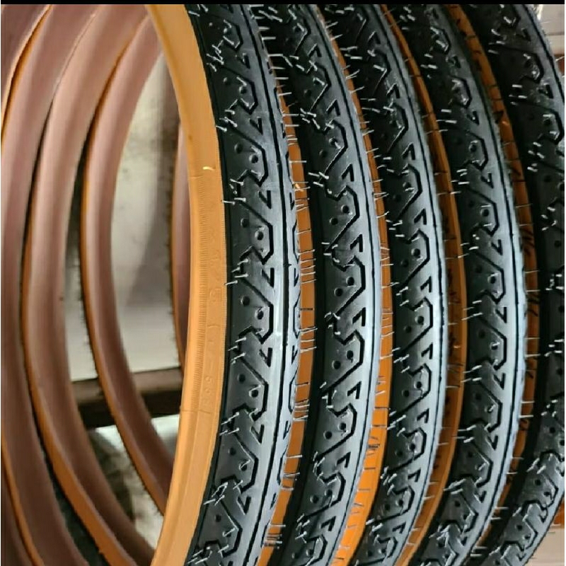 Ban Luar Sepeda LUCKY STONE 26 x 1.75 Hitam Kuning MTB Mini Gunung