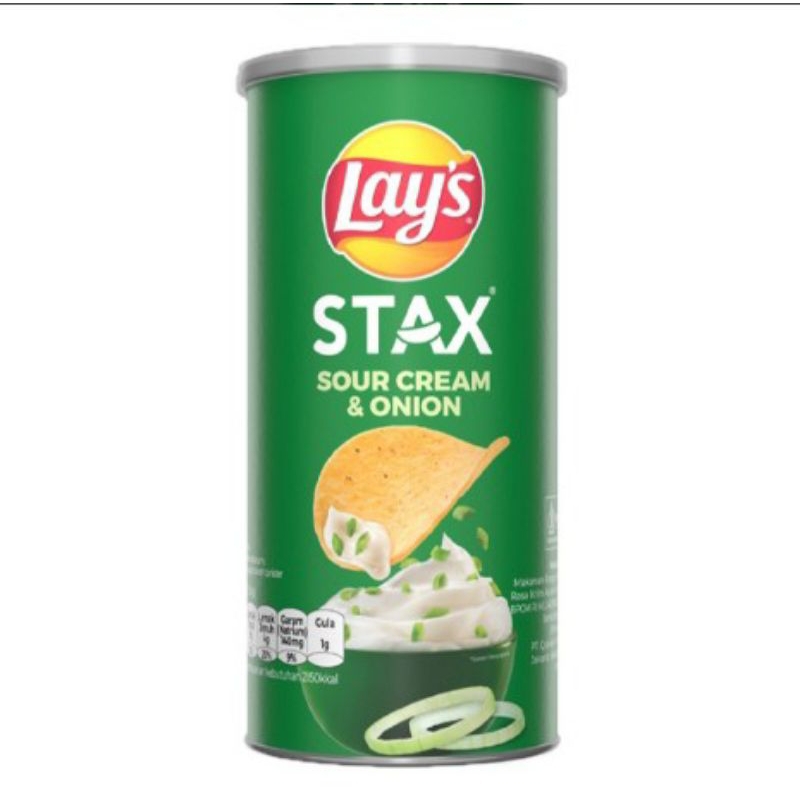

Lay's Stax Keripik Kentang Rasa Sour Cream & Onion 70 g