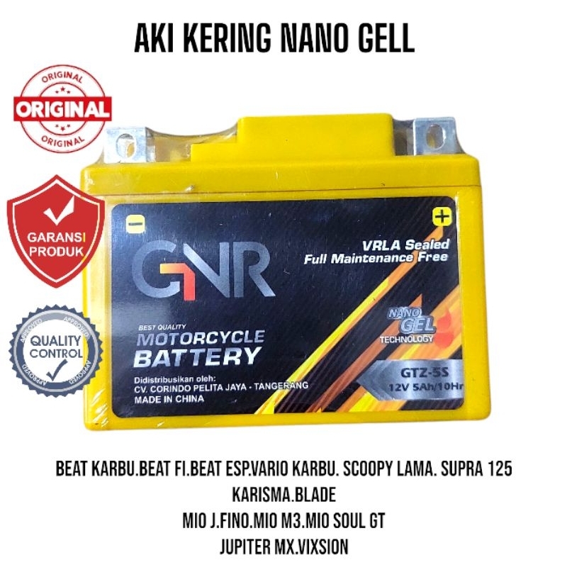 Aki Motor Full Kering Gell Beat Vario Beat Fi Supra 125 Karisma Gtz5s Bergaransi