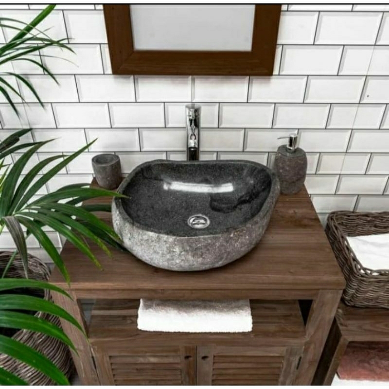 wastafel batu alam/washtafel riverstone
