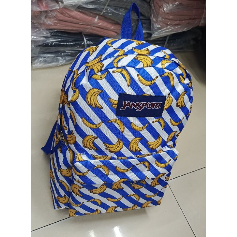 TAS SEKOLAH RANSEL JANSPORT MOTIF PISANG PREMIUM FULL TAG ,BARCODE DAN HOLOGRAM