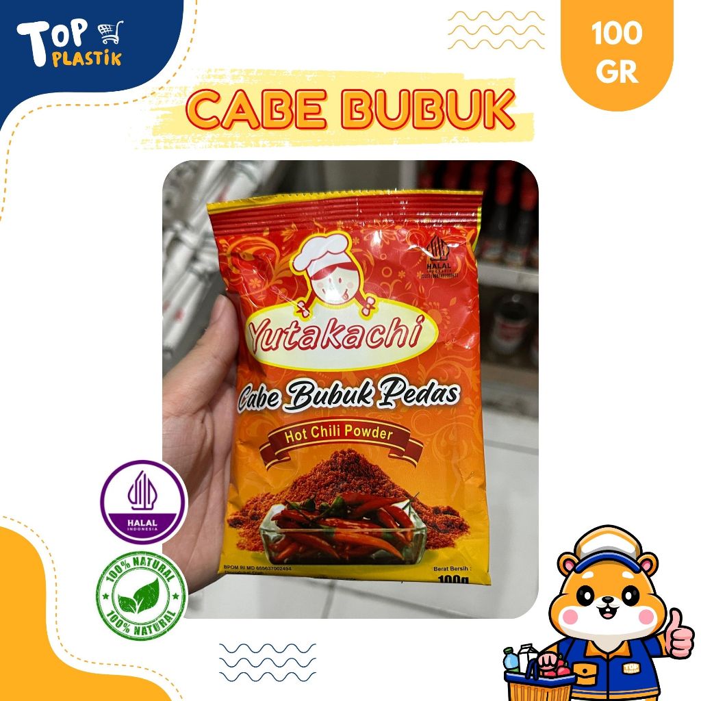 

Cabe Bubuk Pedas Yutakachi 100gr Chili Powder Extra Hot / Bubuk Cabai Kering / Rempah Alami