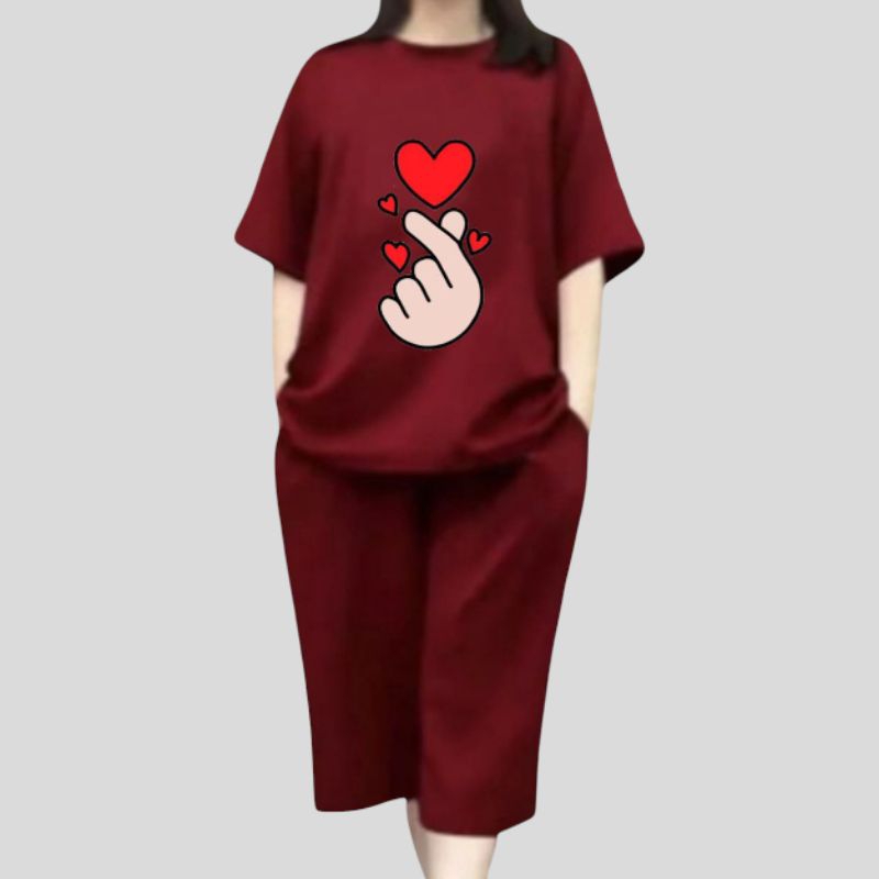 Setelan Kulot wanita Bebyteri Jumbo Celana 3/4 sarangheo