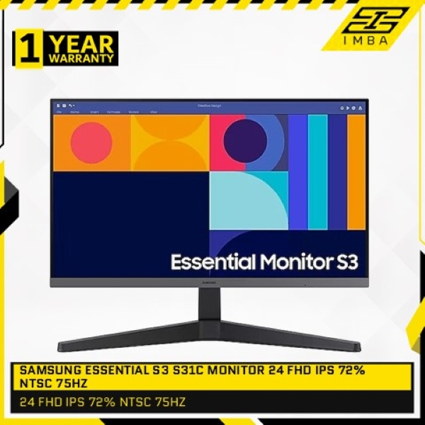 SAMSUNG 24" Essential S3 S33GC FHD Monitor / Samsung 24 Inch Monitor