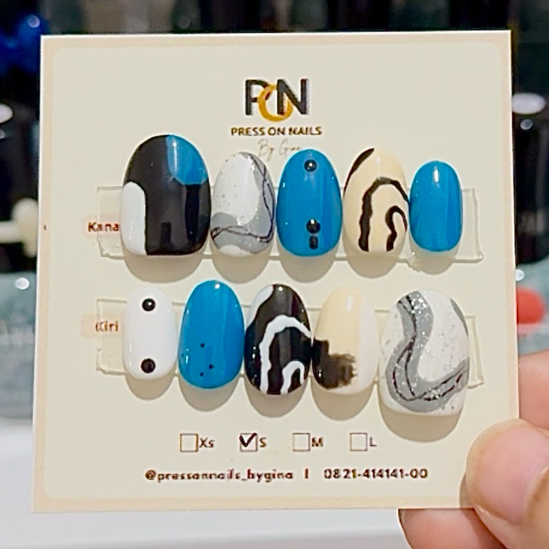 BYFIRYALGINA | Press on Nails | LINE ABSTRAK BOLD SERIES | Handmade