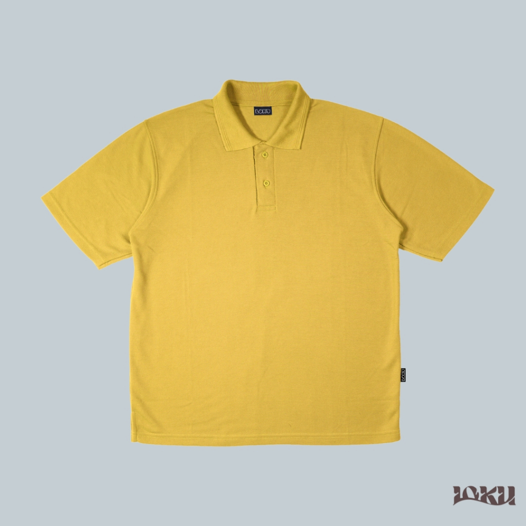 LOKU Polo Shirt Pria Lengan Pendek Mustard | Kaos Kerah Mustard