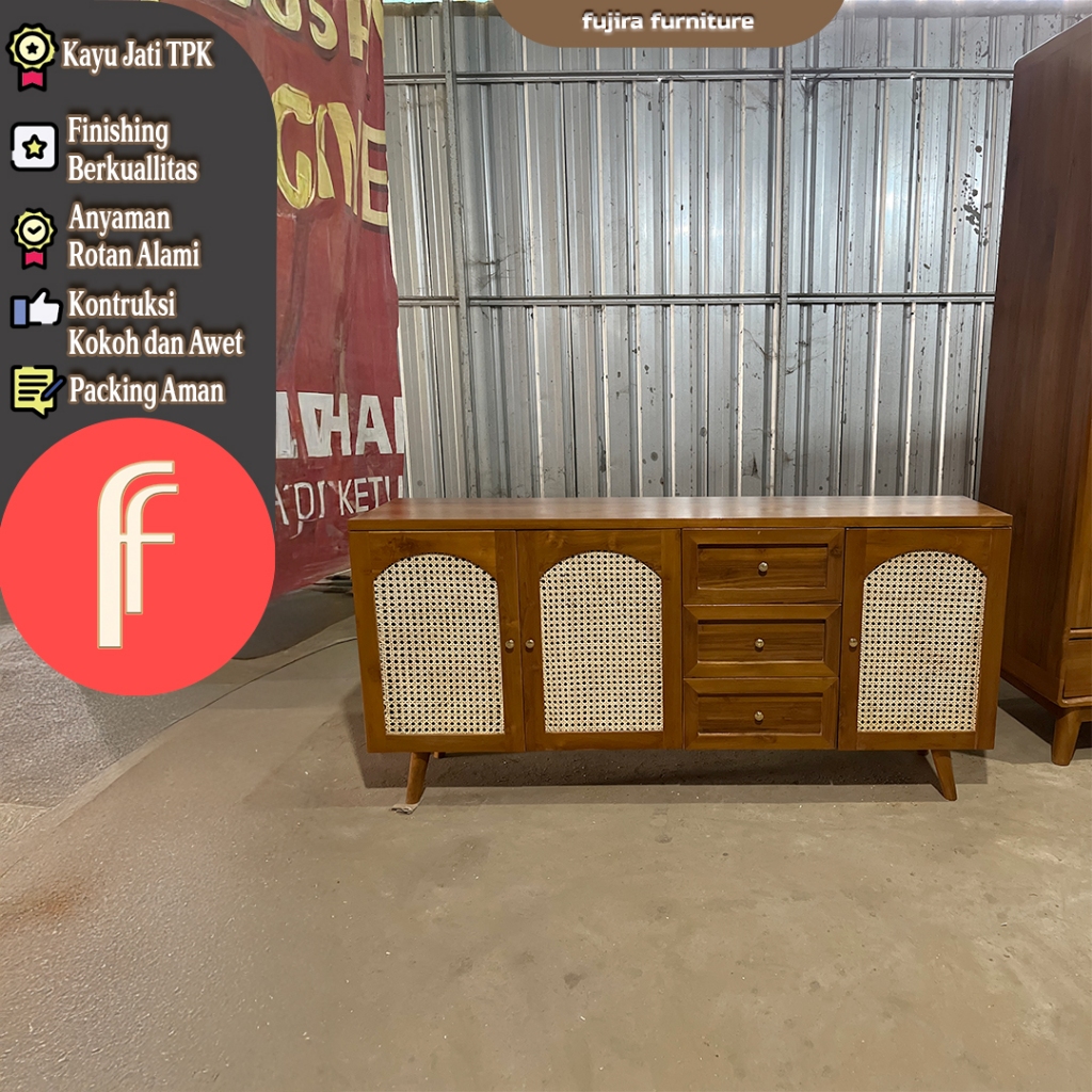 bufet TV minimalis rotan bufet ruang tamu pajangan bufet rotan kabinet rumah