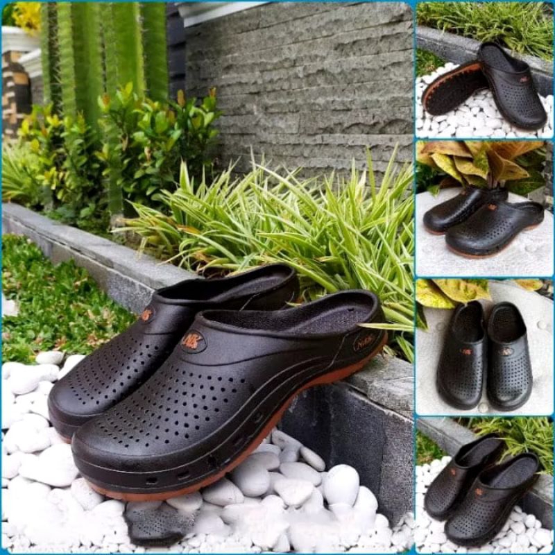 Sepatu sandal selop karet pria NIKKO 8032 SIZE 38-42 coklat bahan full karet