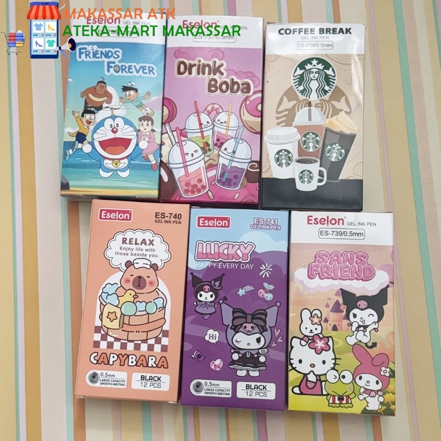 

[BOX/12PCS] ESELON GEL PEN ES-736 ES-738 ES-737 DOAREMON STARBUCK
