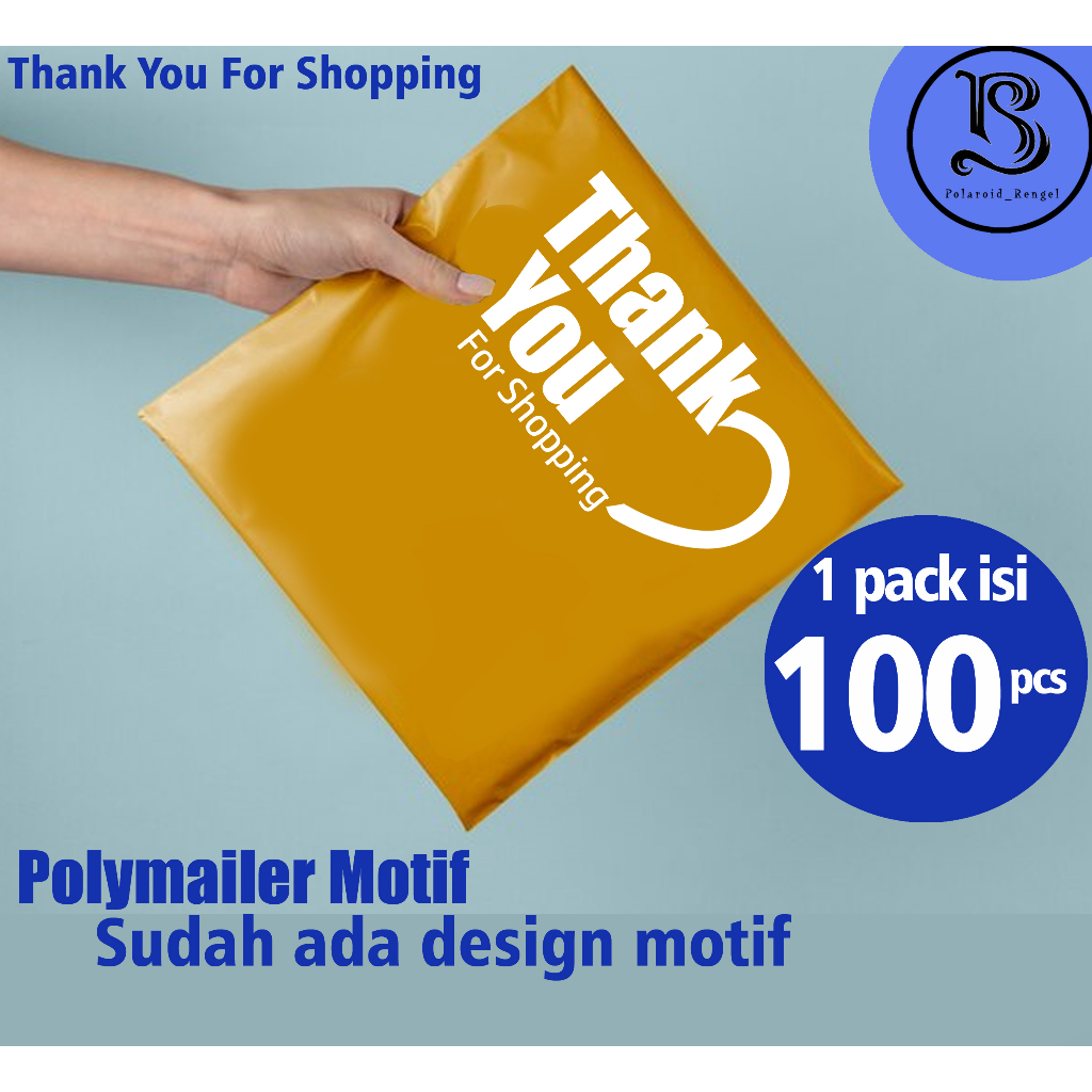 Plastik Polymailer Sablon Custom Free Desain isi 100 pcs - Sablon Plastik Packing Paket Free Desain 