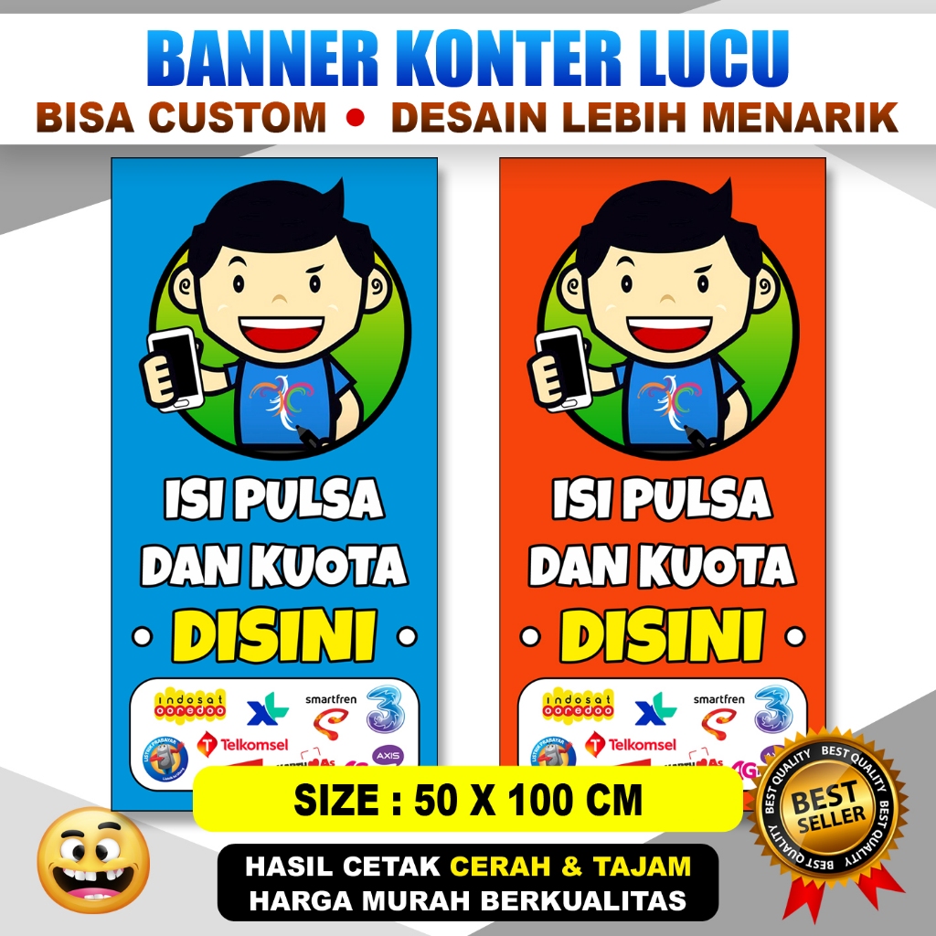 BANNER SPANDUK KONTER PULSA DAN KUOTA TERMURAH STYLE ( PAKET 2 BANNER )