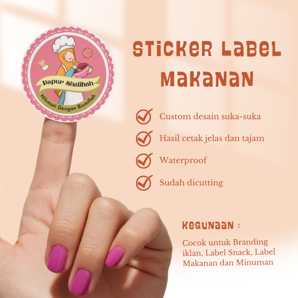 

Stiker Label Makanan dan Minuman Snack, Kue, Frozen Food, dll bisa Custom Desain
