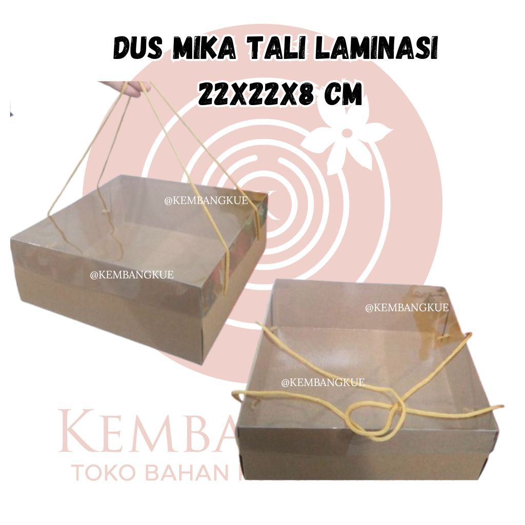 

dus kraft mika tali laminasi 22x22x8 cm/dus kraft mika tali