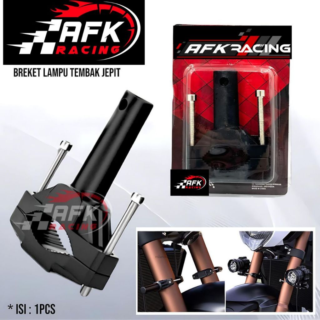 bracket lampu tembak model jepit as tabung shock depan motor universal alumunium super tebal cnc var