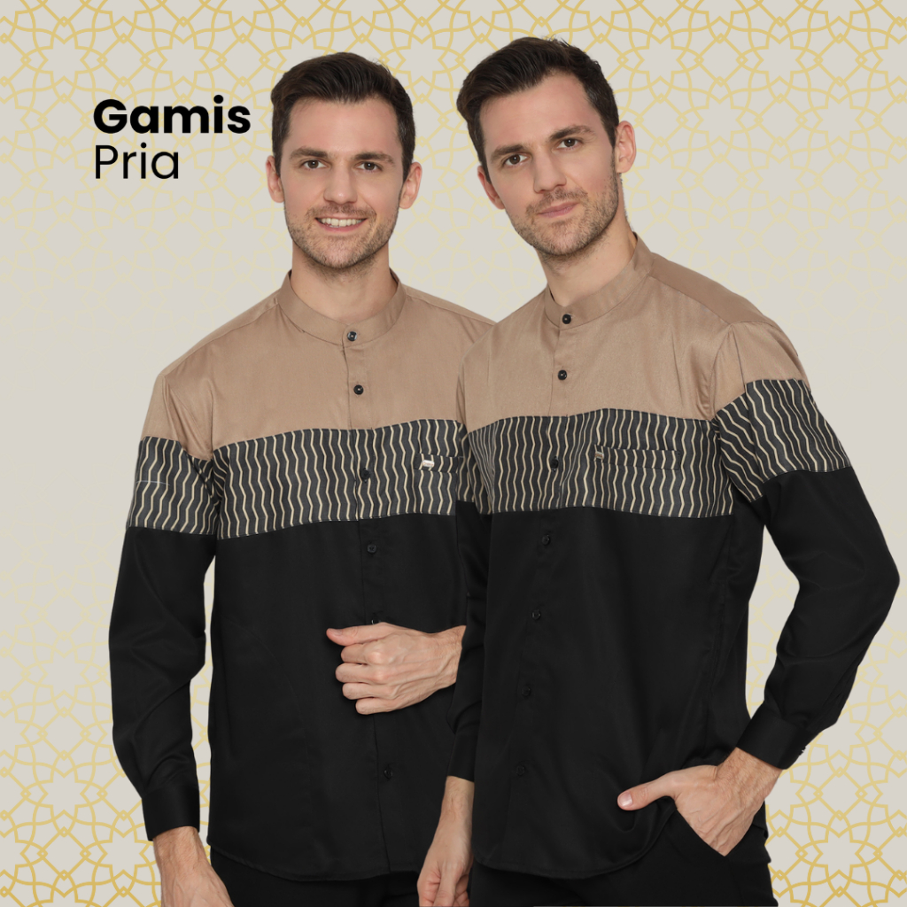 Baju Taqwa Lengan Panjang As Saeed Motif Garis Busana Muslim Manset President - Gamis Pria