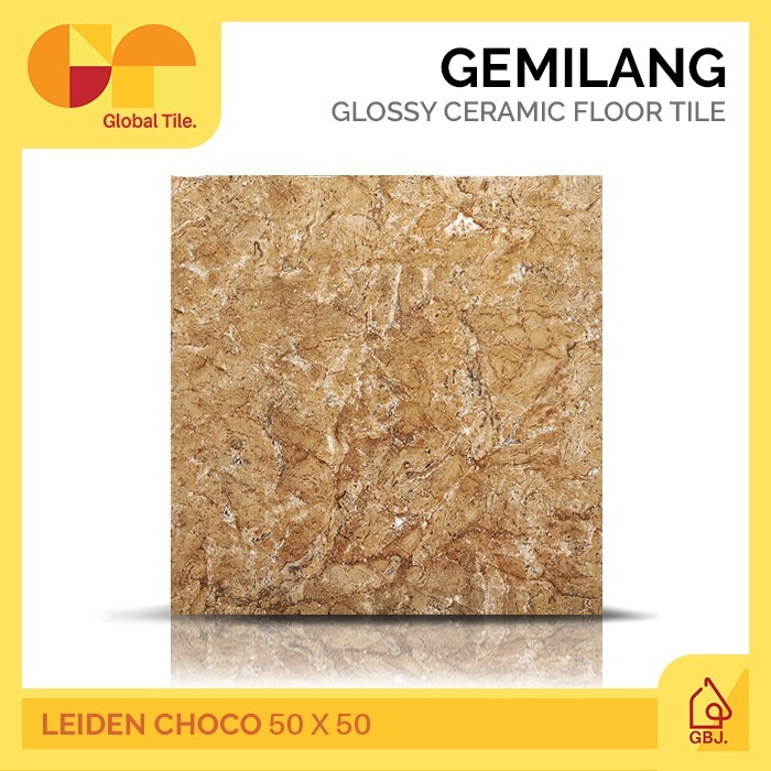 KERAMIK GEMILANG 50 X 50 LEIDEN CHOCO / KERAMIK LANTAI MOTIF MARMER
