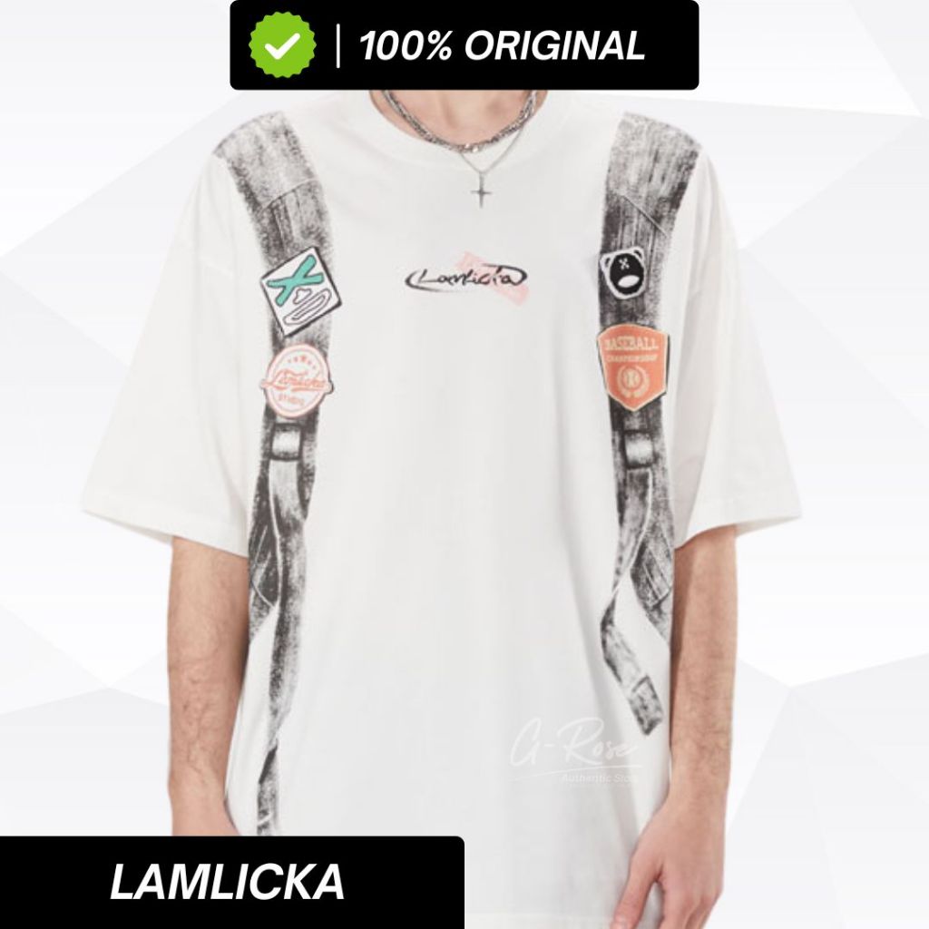 LAMLICKA 3D EMBLEM PATCH VELCRO DESIGN BAJU KAOS OVERSIZE SHORT SLEEVE TEE ORIGINAL STREETWEAR