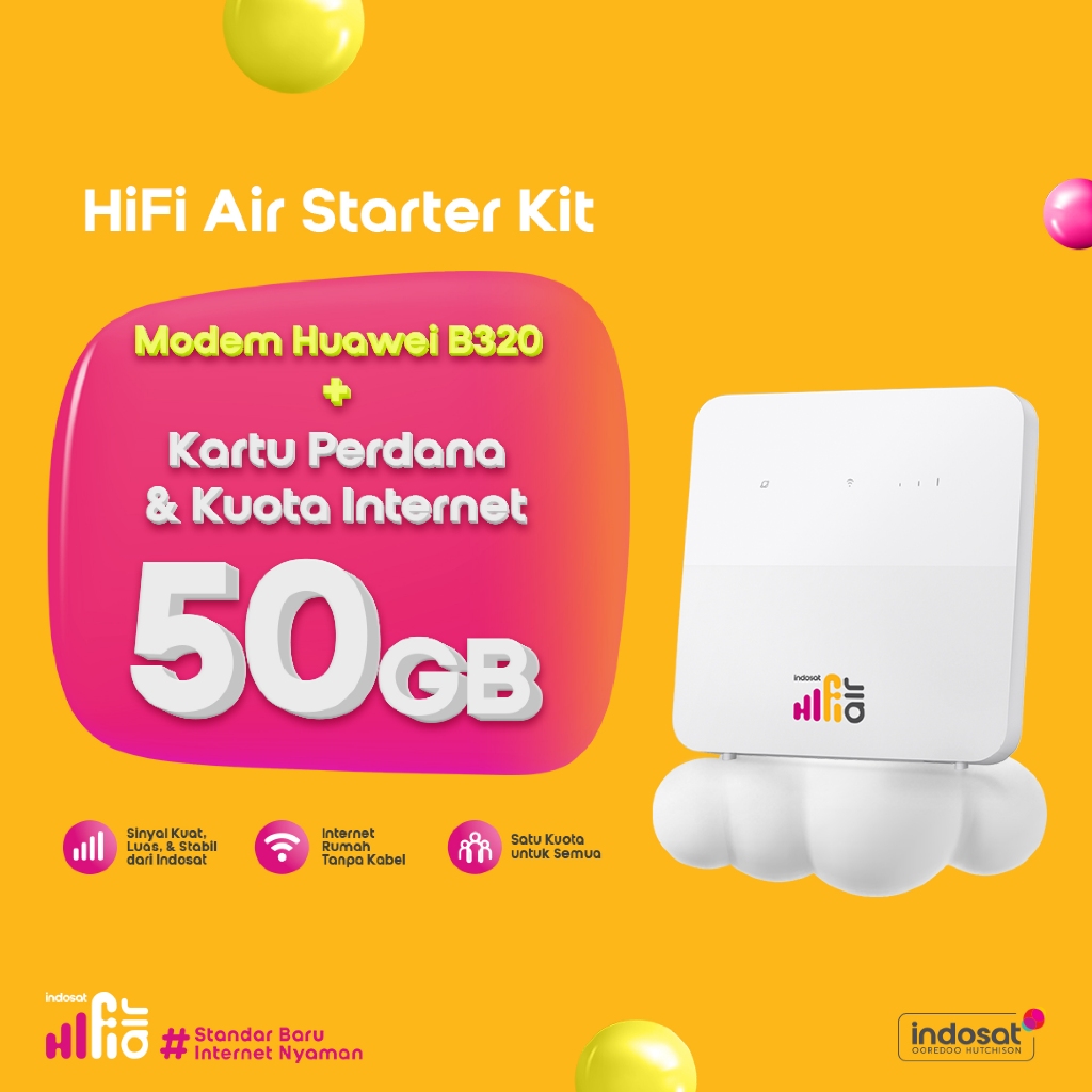 Indosat HiFi Air B320 Wifi Modem 4G LTE 50Gb
