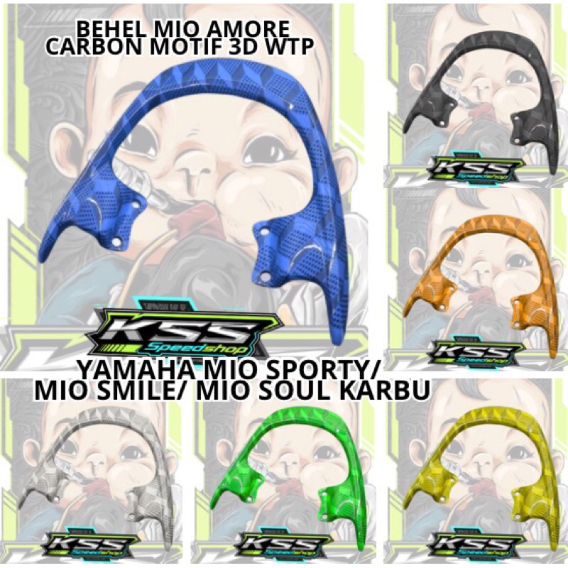 Behel Mio Amore Carbon Hydrograpic motif 3D wtp yamaha mio sporty/mio smile/mio soul karbu