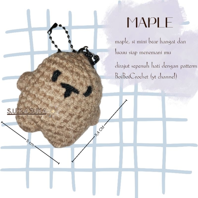 MAPLE (amigurumi keychain-mini bear) || gantungan kunci boneka rajut || handmade || kado unik dan lu