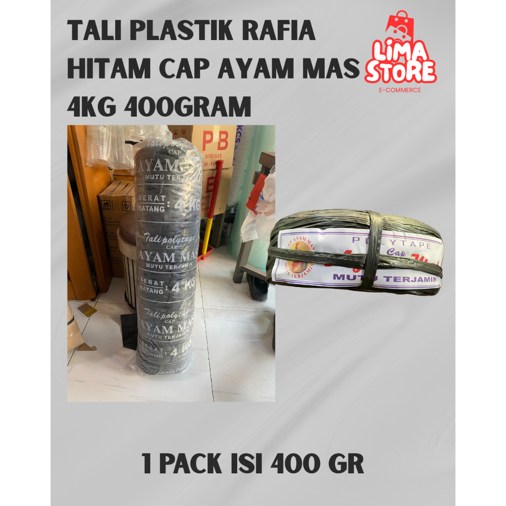 

Tali Plastik Rafia Hitam Cap Ayam Mas 4KG 400 Gram