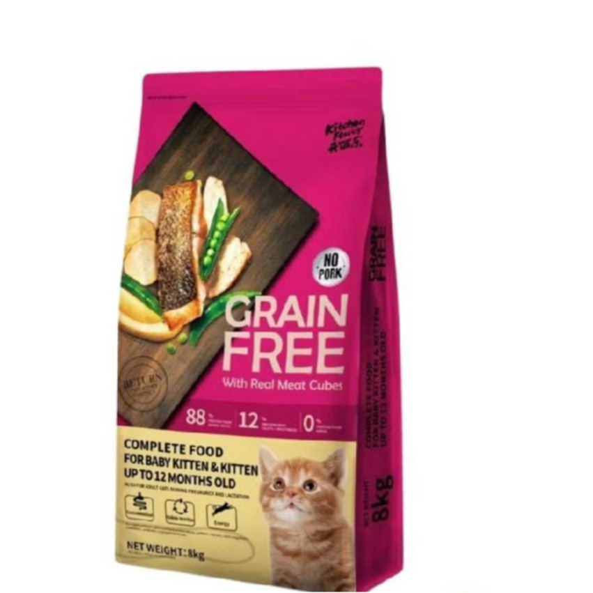 KITCHEN FLAVOR GRAINFREE FOR BABY KITTEN & KITTEN 8 KG/ Makanan kucing kering kitchen flavor grainfr