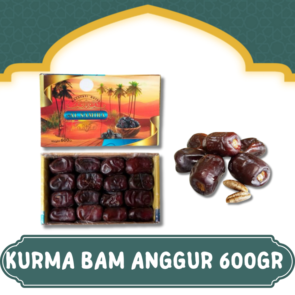 

OLEH OLEH HAJI DAN UMROH KURMA BAM 600GR I KURMA ANGGUR AL SAMIRA I KURMA BAM PREMIUM HALAL I KURMA HITAM